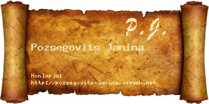 Pozsegovits Janina névjegykártya